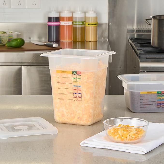 Restaurantware Food Pans Pack of 10 Plastic Square Food Containers 1/6 Size with Traceability Label, Storage Containers Dishwashable Hot Cold Friendly for Restaurants Buffet Commercial Use