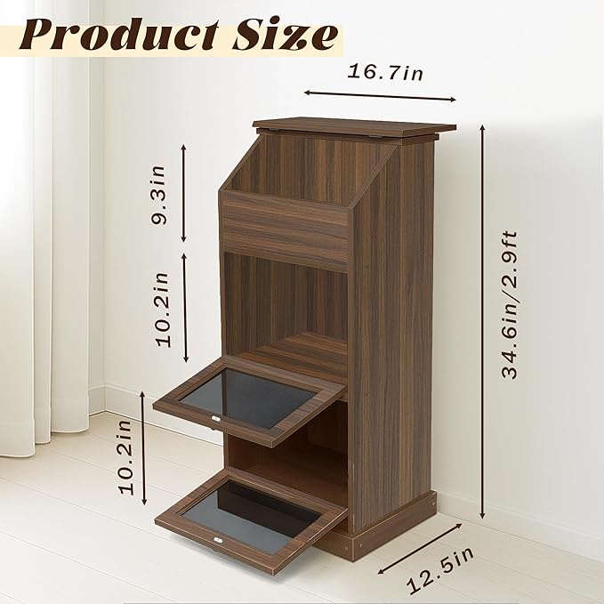 Potato Storage Bin, 3-Tier Potato and Onion Storage Bin with Lid, Wooden Bread Box for Fruit and Vegetable,Food Storage Containers for Kitchen Pantry (Walnut)