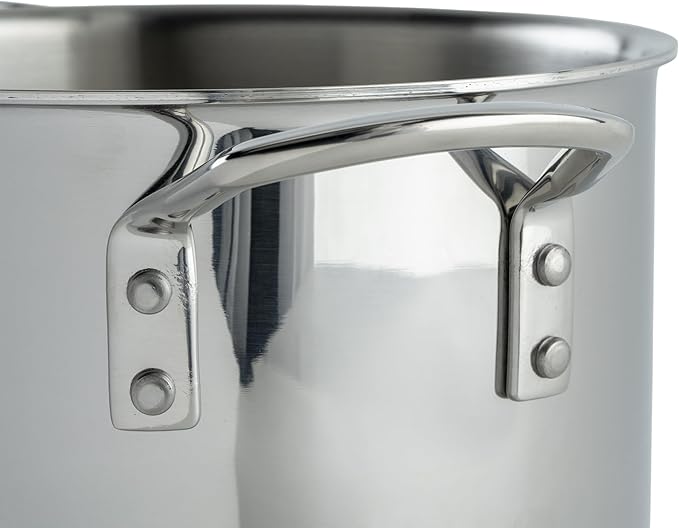 WINCO Tri-Ply Stock Pot, 6-quart-qt-6qt, Silver