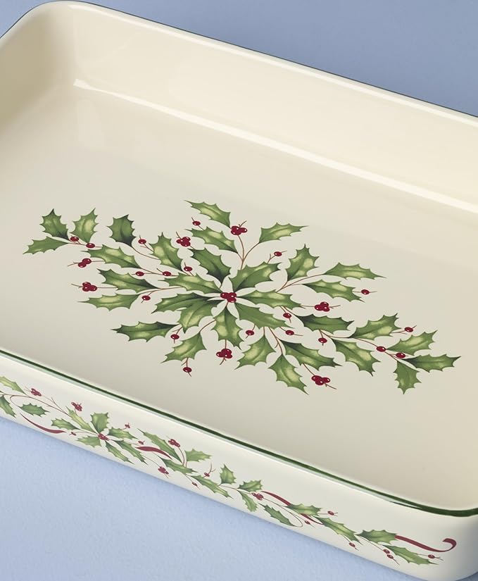 Lenox 898092 Holiday Rectangular Baking Dish, Large, Christmas, Festive Kitchen Decor