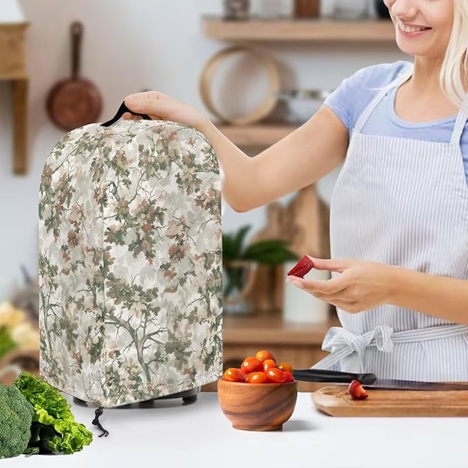 Vintage Floral Tree Coffee Machine Dust Cover Appliance Dust Covers Anti Fingerprint Polyester Dust Proof Blender Cover for Home Kitchen Blender Juicer Dust Cover