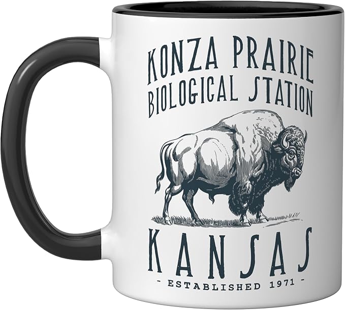 KONZA PRAIRIE, KANSAS. BISON DESIGN Ceramic Mug, Black/White