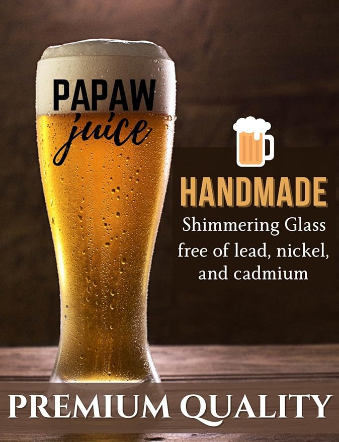Onebttl Papaw Gifts for Fathers Day, Christmas, 15oz Beer Pint Glass Papaw Gift for Grandpa from Granddaughter Grandson