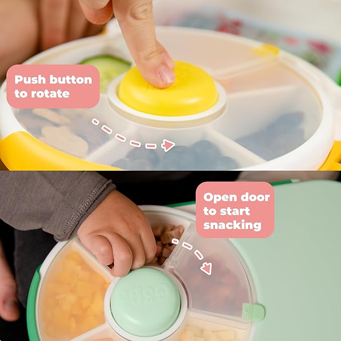 GoBe Kids Lunchbox with Detachable Snack Spinner, Bundle with Hand Strap & Sticker Sheet, Reusable Bento Style Lunch Container, 5 Small +1 Large Sandwich Compartment, BPA & PVC Free, coral pink