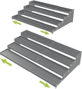Expandable 4-Tier Step Spice Rack Organizer for Kitchen Cabinet Modern Design and Non Skid Space Saving Storage Shelf for Countertop Cabinets Pantry(2Packs/Gun-Grey)