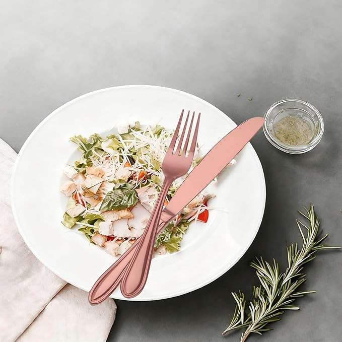 Rose Gold Silverware Set,60-Piece Stainless Steel Flatware for 12, Heavy-Duty 18/0 Stainless Steel Utensils,Mirror Polished Dishwasher Safe for Home & Kitchen Dining