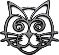 Sungmor Heavy Duty Cast Iron Trivet,Decorative Rustproof Trivet for Kitchen or Dinning Table,6.3" x 5.1" with Vintage Lovely Black Cat Pattern