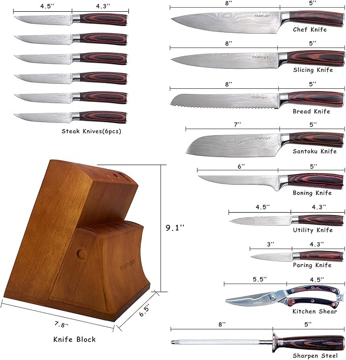 Knife Set 16-Piece Kitchen Knife Set With Wooden Block, Germany High Carbon Stainless Steel Professional Chef Knife Block Set, Ultra Sharp, Forged
