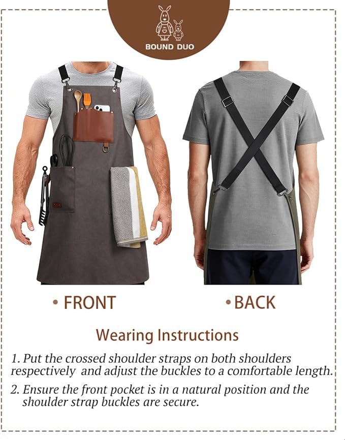 Kitchen Apron - 3 Large Pockets, Cross Back Apron With Adjustable Straps, Cooking Kitchen Chef Apron For Women And Men, Wear-Resistant & Easy To Clean.
