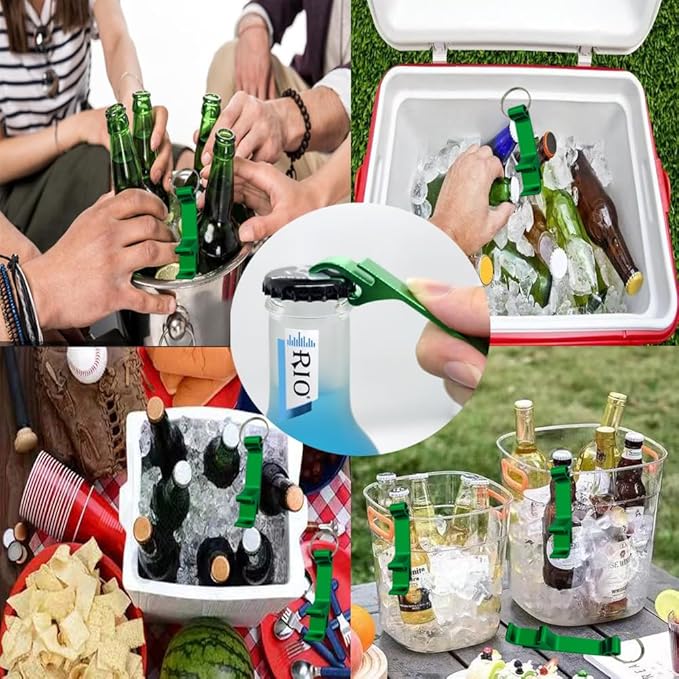 100 Pcs Bottle opener Keychain Bulk,Soda Beverage Beer Bottle Opener Keychain,Bottle Openers Aluminum Beer Bottle Opener Claw Beverage Keychain Ring for Kitchen,Wedding, Bar,Party(Green)