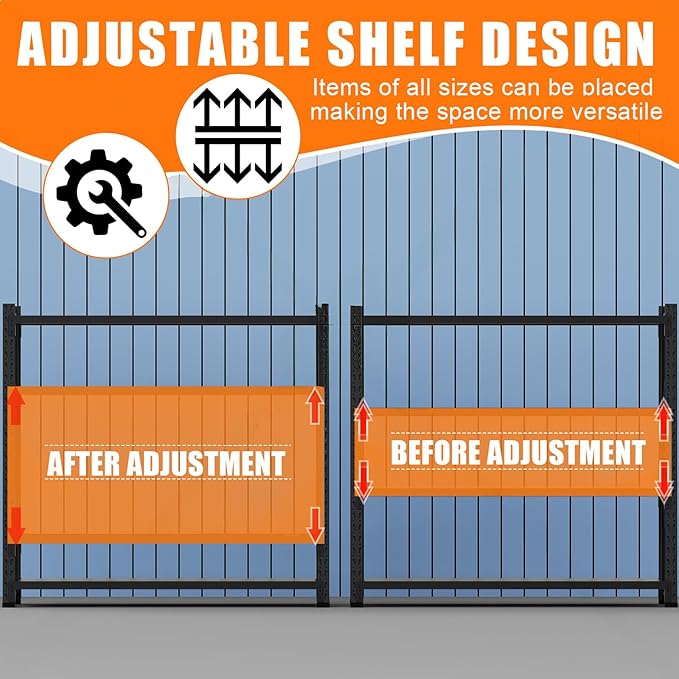 torage Shelves,Garage Shelving Heavy Duty Metal Adjustable Garage Shelves, Shelving Units Industrial Shelving for Warehouse (Black, W47.2*D23.6*H79)