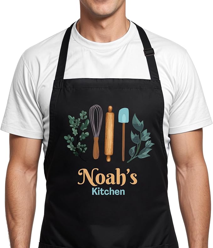 Personalized Apron for Mom, Mother's Day Gift for Mom with Custom Name, Kitchen Gifts for Mother, Women, Wife, Custom Adjustable Baking Kitchen Cooking Apron - Personalized Mom Gifts from Husband
