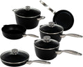 Swiss Diamond Pots and Pans Set Non Stick, Nonstick Hybrid Ceramic and Diamond-Infused, Glass Lids, PFAS- and PFOA-free Gourmet Cookware Set, Dishwasher & Oven Safe Up To 500 °F, 10 Pieces