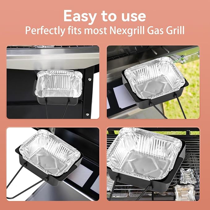 Replacement Universal Grill Drip Pan Kit with 15 Foil Liners – Grease Catcher Cup for Easy Cleanup | Fits Nexgrill 720-0830H, 720-0888N, 720-0925P & Cuisinart CGG-7400 / CGG-8500 Grills