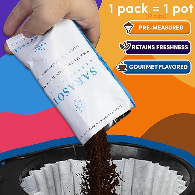 Coffee Variety Pack – Medium, Dark, Decaf & Flavored Ground, 1.75oz Bulk Packs for 12-Cup Drip Coffee Makers, Gourmet Low-Acid Assorted Gift Sampler, 100 Count