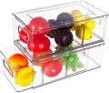 2 Pack Kitchen Storage Drawers Stackable Refrigerator Organizer Bins with Pull-out Drawer, Drawable Clear Fridge Drawer Organizer with Handle, Plastic Kitchen Pantry Storage Containers(2medium)