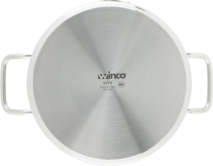 Winco Heavy-Duty Stainless Steel Stock Pot with Cover, 8 Quart