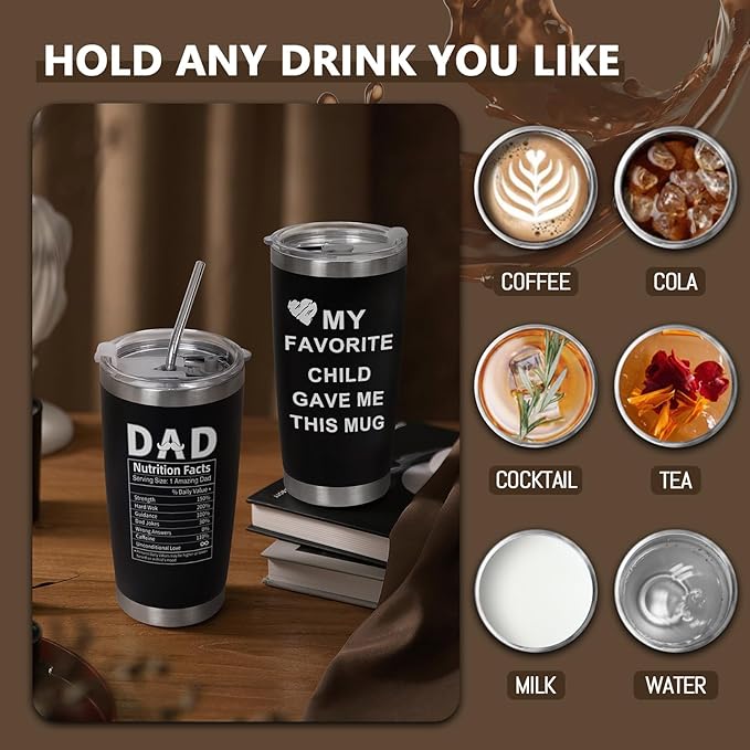 Best Mom Ever, Best Dad Ever Tumbler Cup, Father's Day Gifts for Dad Men, Mother's Day Gift for Mom Women from Daughter Son, Gifts for Grandpa Husband Wife Uncle- Tumbler 20 OZ