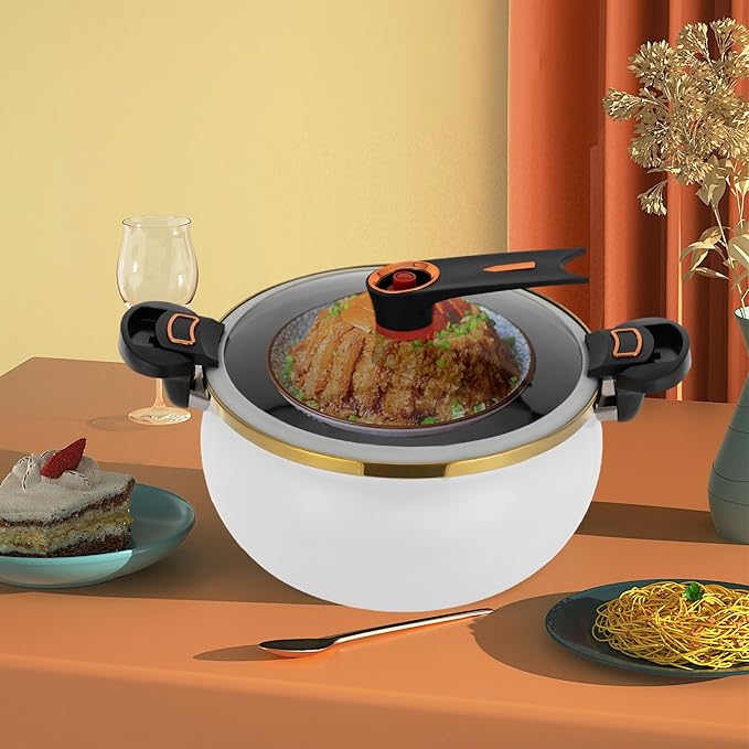 8L Micro Pressure Cooker, Non-Stick Pot Multi-Function Micro Pressure Cooking Pot for Induction Cookers, Gas Cookers, Electric Ceramic Stoves, Halogen Stoves (White)