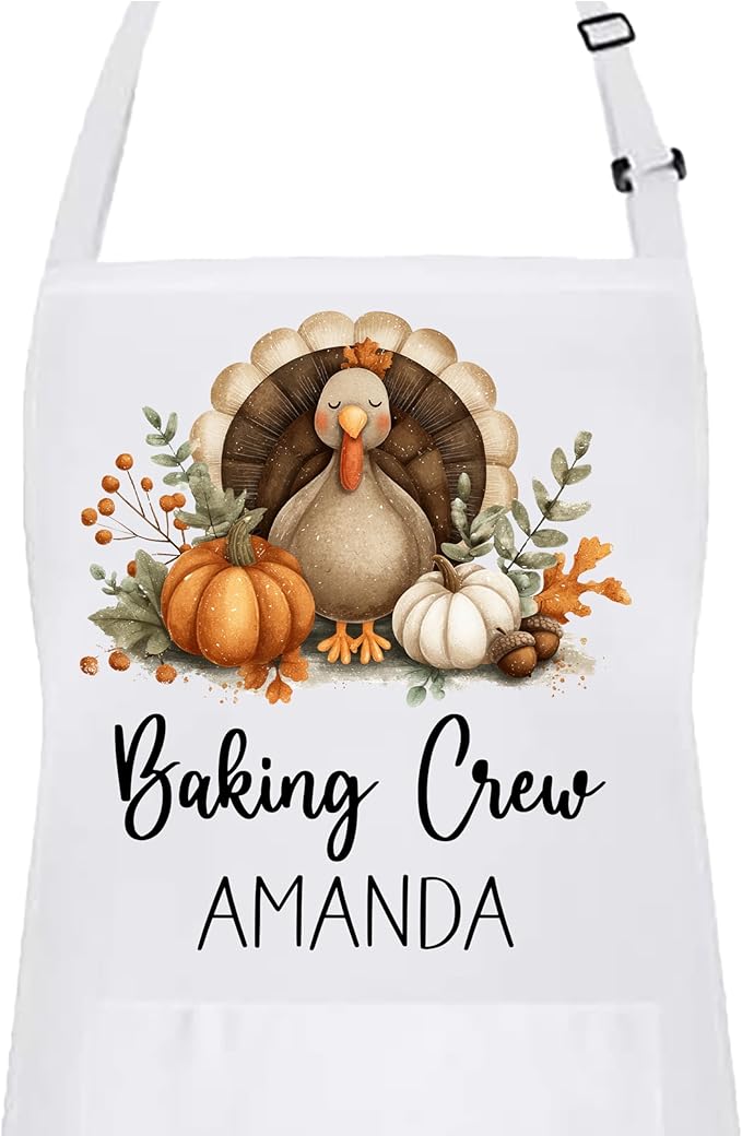 Personalized Thanksgiving Kitchen Apron Set, Family Matching Cooking Aprons, Holiday Cooking & Baking Gift