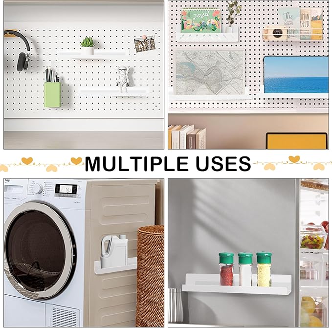 2 Pack Magnetic Book Shelf for Classroom, Strong 8.8lb Magnet Acrylic Whiteboard Shelves, Teacher Supplies Organizer for Kids Books, Posters, Flash Cards, Classroom Accessories Storage (white)