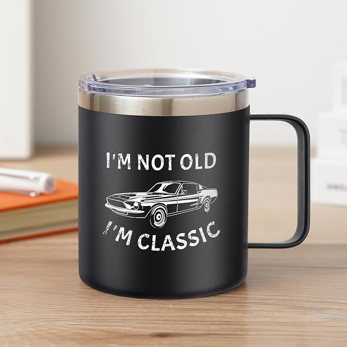 NOWWISH "I Am Not Old Mug - 14oz Coffee Mug for Men, Christmas Birthday Gifts for Dad Husband Grandpa, Stocking Stuffers (Black)