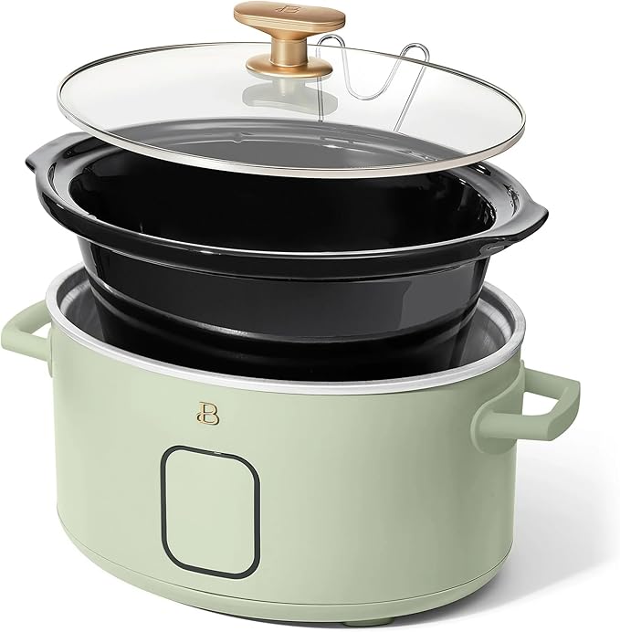 Beautiful 6 Qt Programmable Slow Cooker with Touch Control, Digital Timer and Keep Warm Function – Large Electric pot Capacity Kitchen Appliance by Drew-Barrymore (Sage Green)
