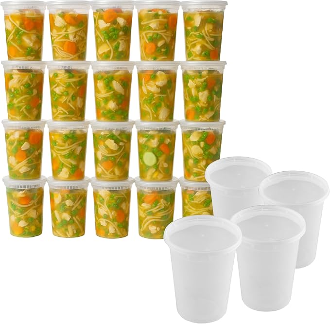 [32 oz Heavy-Duty PP Deli Containers with Lids – 50 Sets| Microwave & Freezer Safe | Durable, Leak-Resistant & Reusable | Ideal for Food Storage, Meal Prep, Restaurants & Catering
