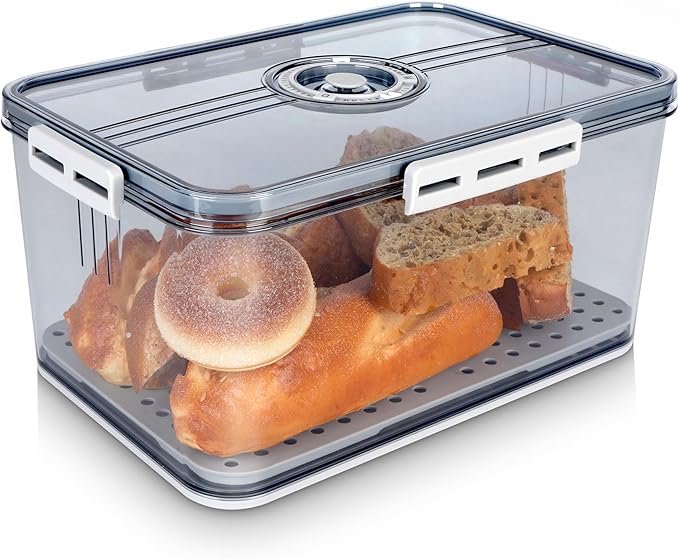 Large Bread Box For Kitchen Countertop,Bread Containers Storage Airtight Loaf,Plastic Breadbox,Bread Storage For Homemade Bread,Clear Fresh Bread Keeper