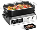 N21NA Pro Slow Cooker 10 Quart, 8-in-1 Programmable PFOA-Free Ceramic Coated Multi-Cooker with Grill Pan, Steaming Plate (Includes Silicone Spoon & Tongs)