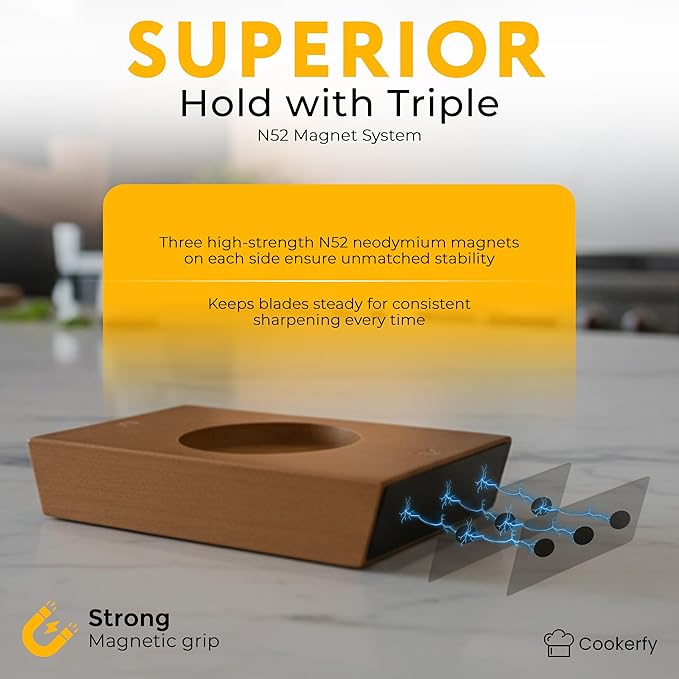 Rolling Knife Sharpener - Kitchen Knife Sharpener with 15 & 20 Angles, Afilador de Cuchillos SS304 Steel, Sharpening Kit with Diamond 400 & Ceramic 3000 Discs and N52 Magnets. Gift Ready