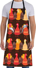 Festive Fall Apron for Women with Turkey,28x33in,Thanksgiving Chicken Kitchen Aprons with 2 Pockets,Oxford Fabric,Holiday Adjustable Apron for Cooking Baking Gardening Chef,Gifts