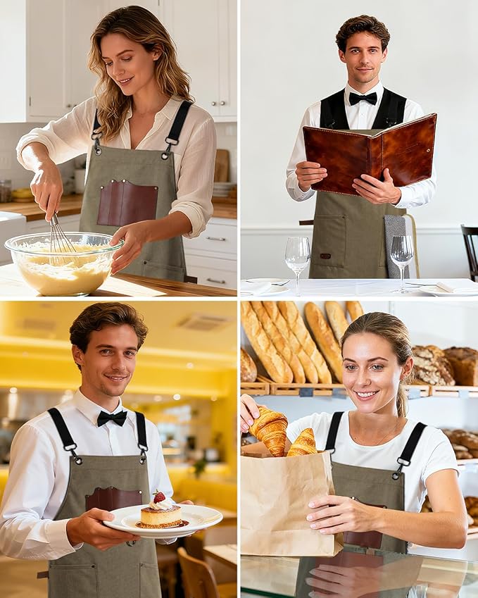 Kitchen Apron - 3 Large Pockets, Cross Back Apron With Adjustable Straps, Cooking Kitchen Chef Apron For Women And Men, Wear-Resistant & Easy To Clean.