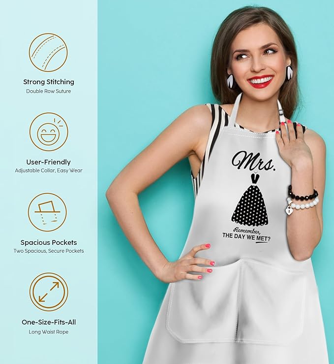 Couples Apron Set - Wedding Engagement Gifts for Couples, Funny Kitchen Gifts for Couples, Bridal Shower Gifts, Christmas