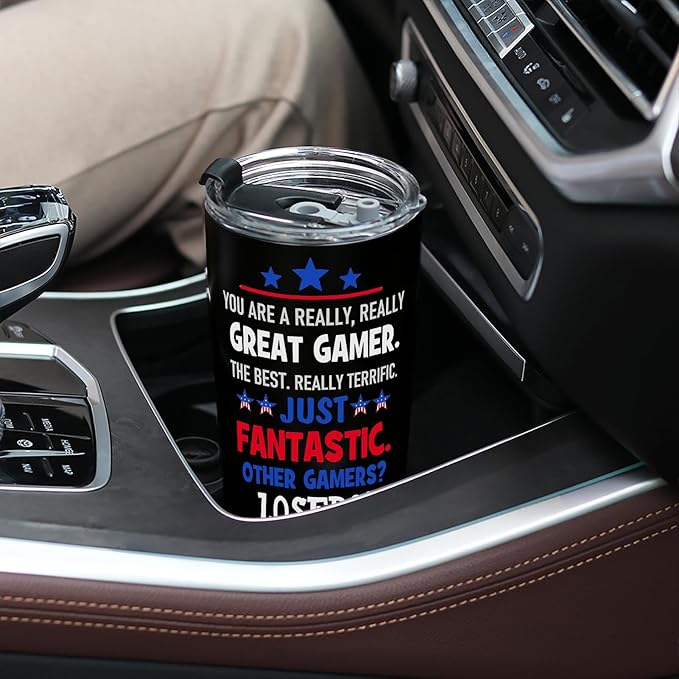 Gamer Gaming Gifts for Men Teen Boys, Cool Gifts for Gamers - Gaming Stuff for Teenage Boyfriend Son Husband, Christmas Video Game Lover Gift, 20 OZ Stainless Steel Insulated Travel Coffee Tumbler Cup