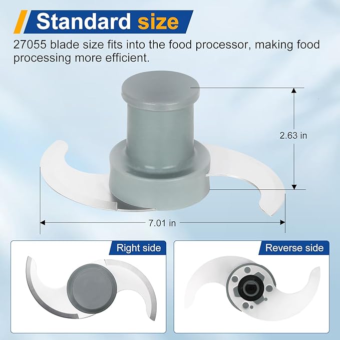 27055 S Smooth Blade Compatible with robot coupe Commercial Food Processor, Replacement for R201, R2, R2A, R2N, R2B, R2U, Stainless Steel Blade with Pitch, 1 Year Warranty
