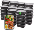 50Pack 32oz Meal Prep Containers Reusable with Lids, 1-Compartment Food Storage for Lunch or Takeaway, Plastic Disposable Bento Box To Go Take Out, Microwave Freezer Dishwasher Safe