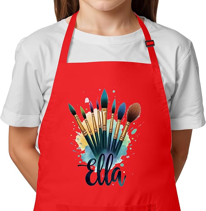 Kids Craft Apron with Custom Name for Painting and Arts – Personalized Apron, Great Christmas Stocking Stuffer or Gift Idea
