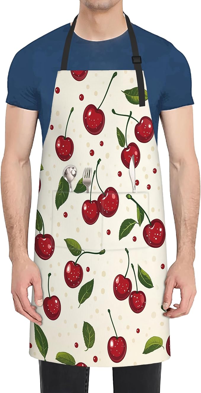Cooking Aprons for Men and Women,Adjustable Bib Chef Apron with 2 Pockets, Soft and Durability Kitchen Apron