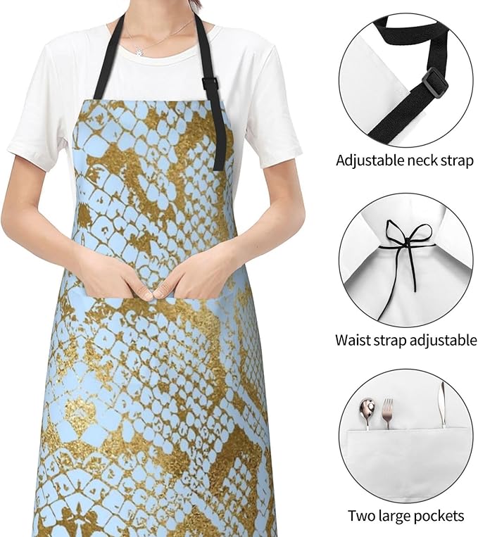 Snakeskin Aprons Cool Aprons with Pockets and Adjustable Mens Apron for Gardening Cooking Kitchen