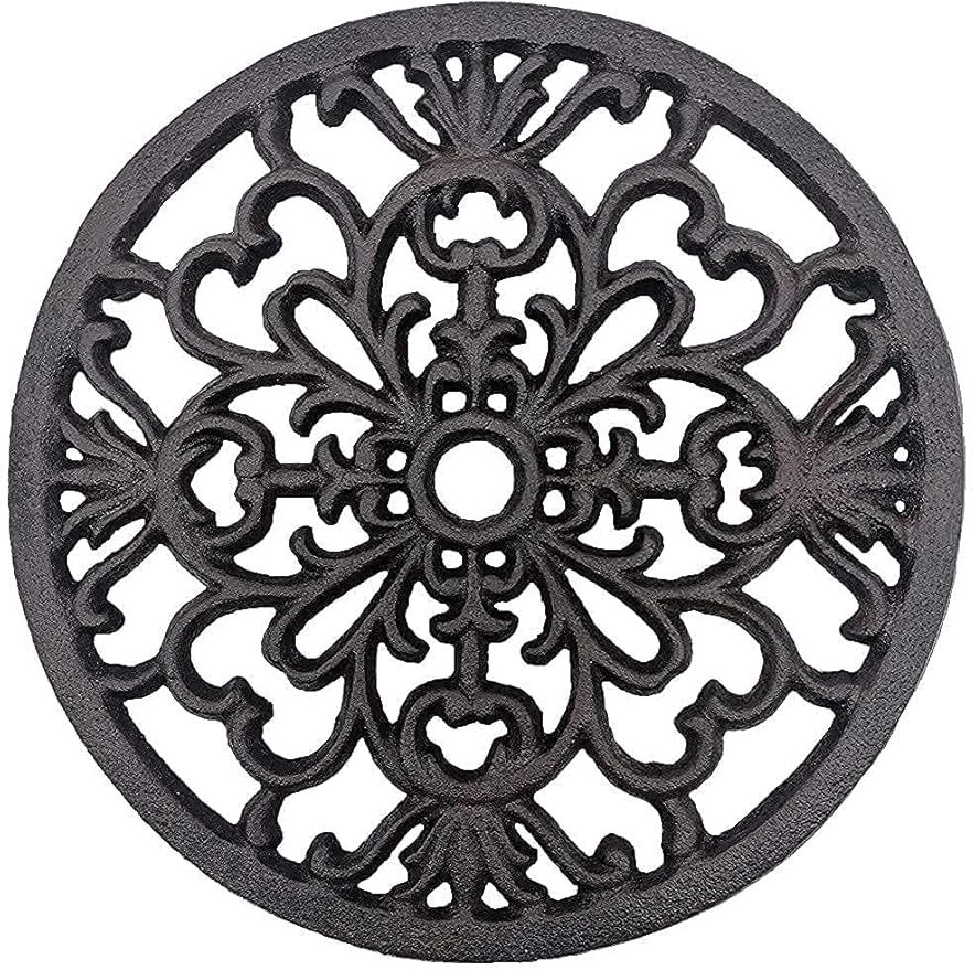 Comfy Hour Antique and Vintage Collection Cast Iron Round Trivet 7" D Black