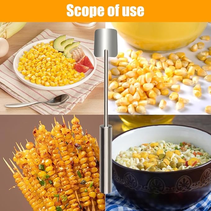 Corn Peeler for Corn on The Cob Stripper Tool, 2025 New Long Handle Stainless Steel Corn Stripper Tool, Quick Corn Kernel Remover Tools for Kitchen Use (2PCS)