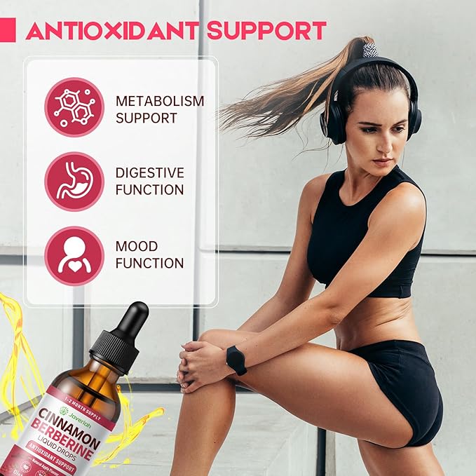 Berberine Drops with Ceylon Cinnamon Bitter Supplement,Berberine HCL Liquid Drops with Turmeric,Green Tea,Apple Cider Vinegar,Black Seed Oil for Overall Support & Digestive System 4 FL OZ 2 Pack