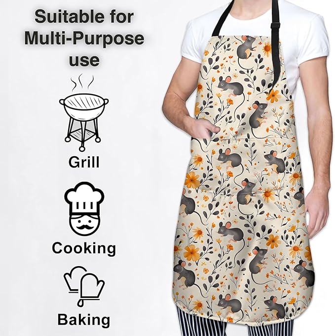 Cute Dolphin Apron for Women Men, Oxford Fabric Kitchen Cooking Chef Aprons