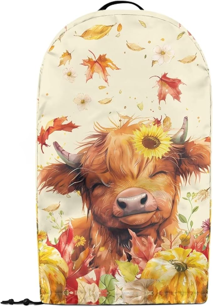 Autumn Highland Cow Blender Dust Cover with Drawstring Stand Mixer or Coffee Maker Cover Anti Fingerprint Polyester Appliance Cover for Home Kitchen Decor