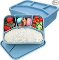 2 Pack Silicone Bento Boxes, 4 Compartment LeakProof Lunch Container, 42 OZ Unbreakable Meal Prep Food Storage Container, Food-Grade Divided Lunch Box for Adult Kid, BPA Free, Oven Dishwasher Safe