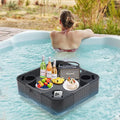 COOS BAY 24''x24'' Square Floating Drink Holder for Pool and Hot Hub, Large Floating Serving Tray with Handles, Wicker Floating Pool Tray for Food and Drinks, Gray