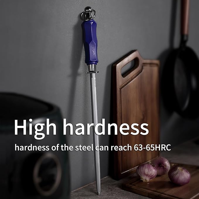 Honing Steel 12 inch Professional Knife Sharpener Honing Rod, Fine Lines, High Carbon Steel, High hardness, Knife Sharpening Steel