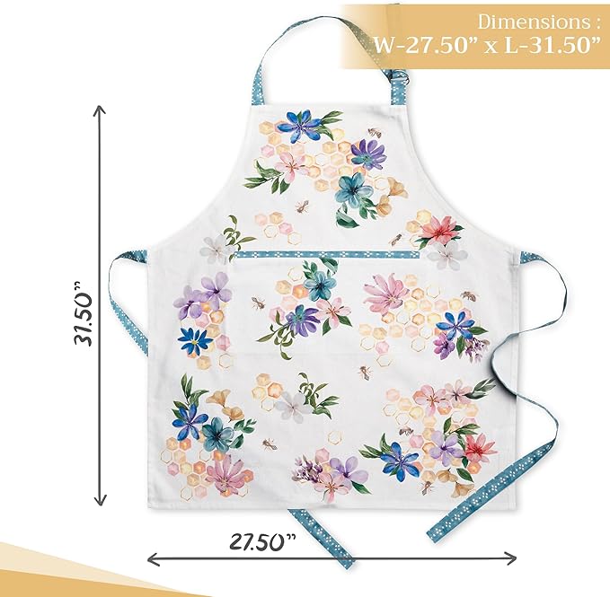 Maison d' Hermine 100% Cotton Apron for women with Pocket Kitchen Chef Apron for Men Cooking Gardening Server Waitress