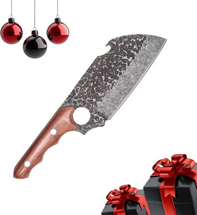 COOLINA Shark Knife | Heavy-Duty Butcher Knife with Wooden Handle, 8 inch Blade for Chopping Meat and Bones